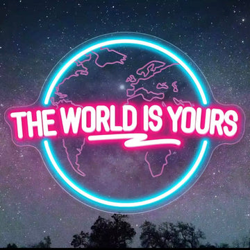 « The World Is Yours » — Globe Rose et Bleu
