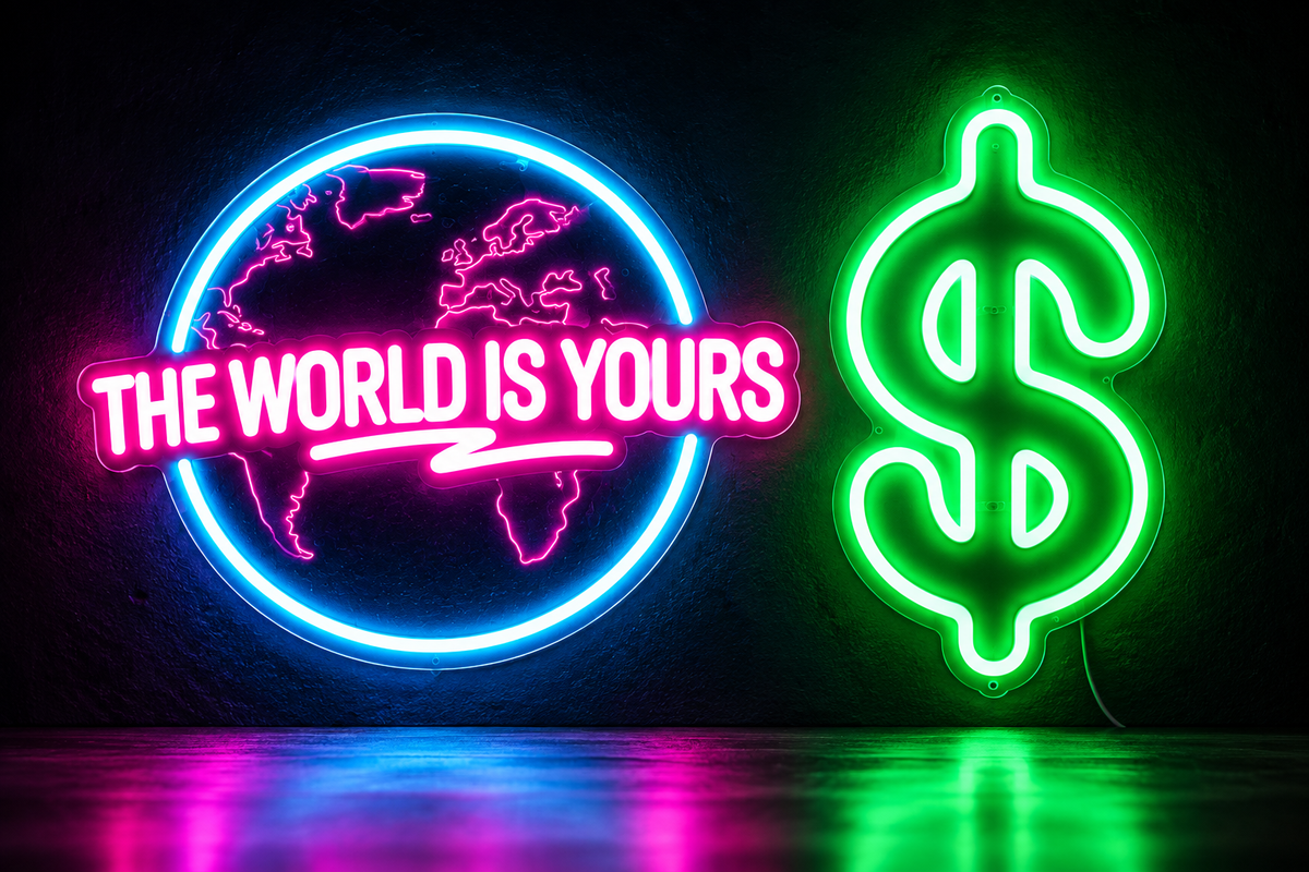 Pack Duo — Néon « The World Is Yours » + Néon $ (Dollar)